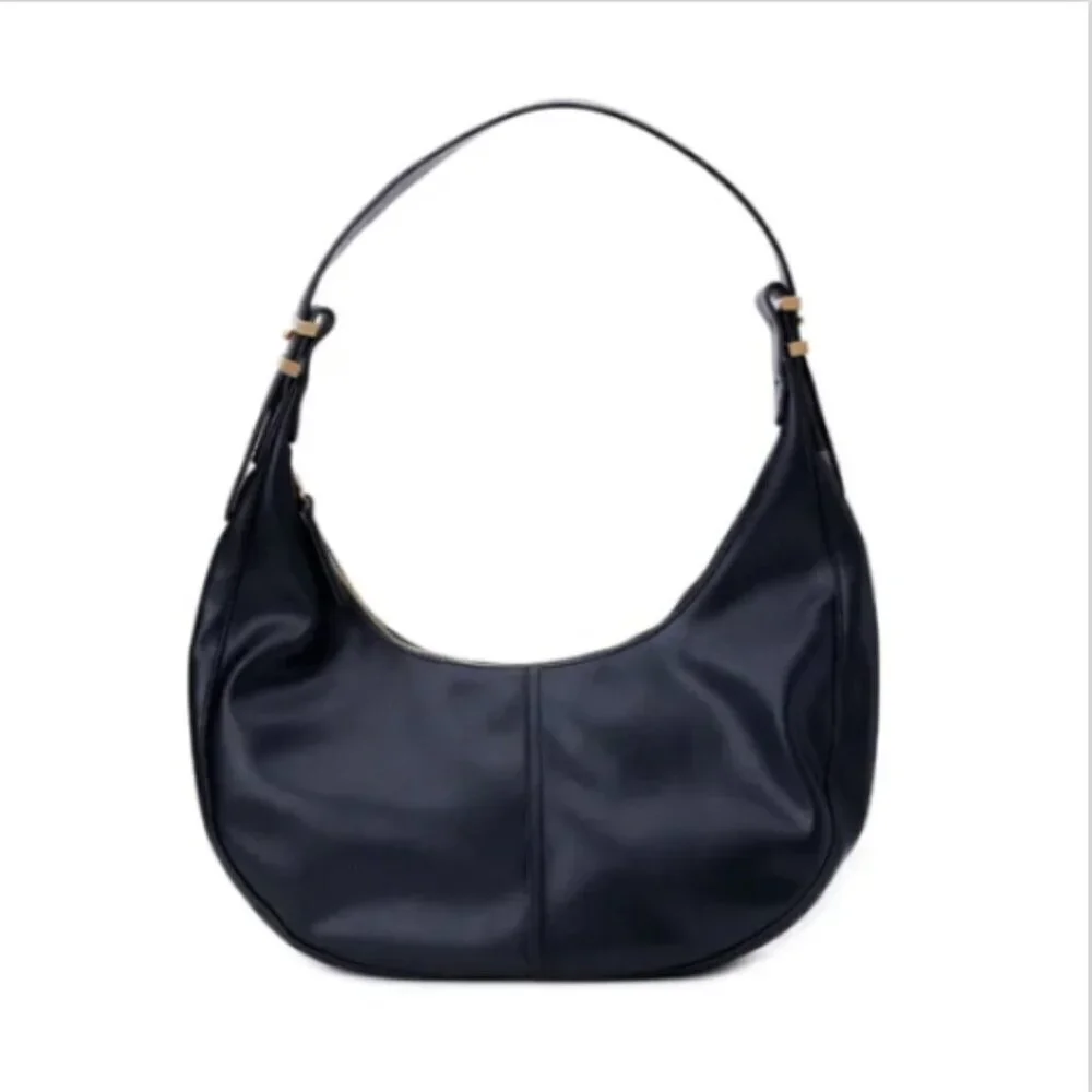 Time and Tru‎ Farah Hobo Shoulder Strap Handbag Black With Metal Accents #37R